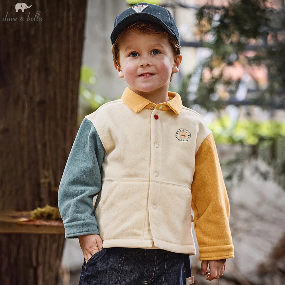 

Dave Bella, зимне-осенняя вязаная флисовая куртка для мальчиков, пальто для детей, повседневная уличная рубашка, верхняя одежда, детская одежда DB3252478