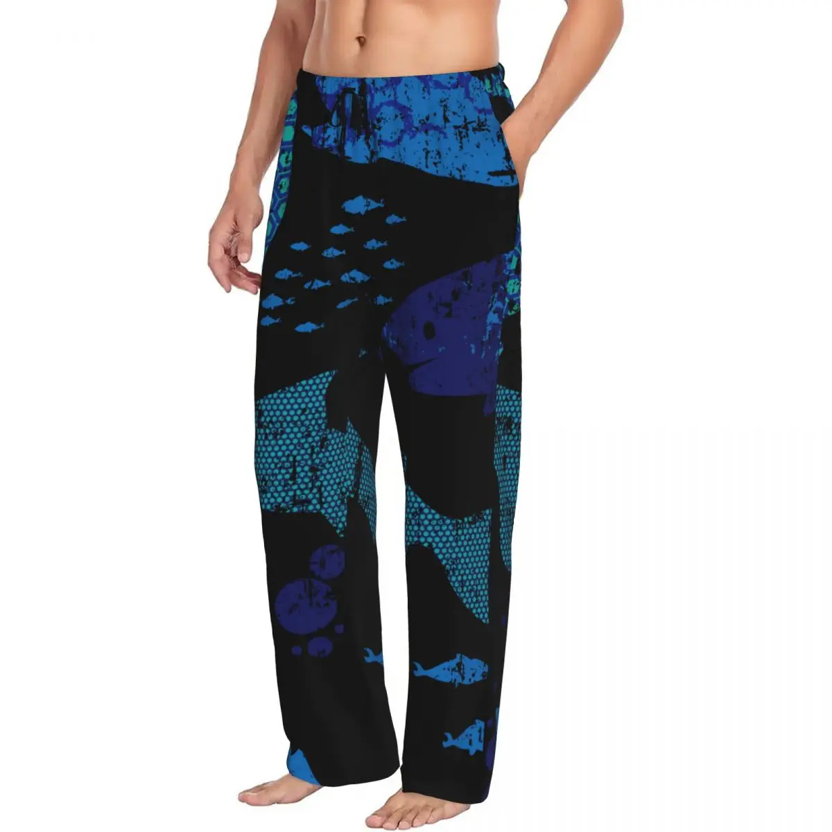 Abstract Sharks Dark Print Men Sleep Bottoms Male Lounge Trousers Men's Pajama Pants