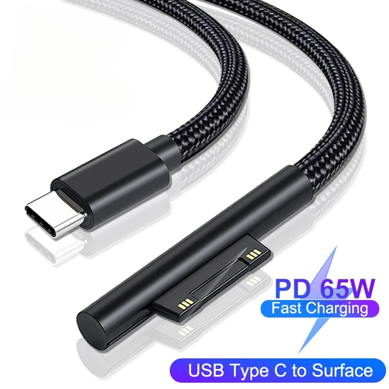 PD 65W USB C Fast Charging Power Supply Cable for Microsoft Surface Pro 7 6 5 4 3 15V 3A Tablet Charger Adapter Cord