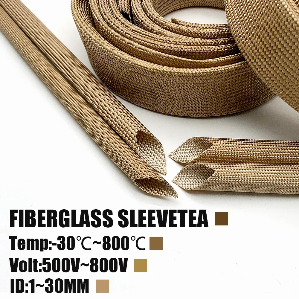 1/2/3/5/10M 800 ° C Fiberglass Tube ID1-30mm Insulation and Wear-resistant Motor Circuit Protective Sleeve