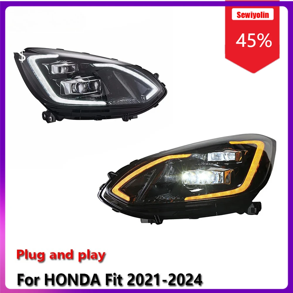 

Sewiyolin Car LED Lamp Headlight Assemblies For HONDA Fit 2021-2024 GT Fog DRL Brake Turn Signal Lamp