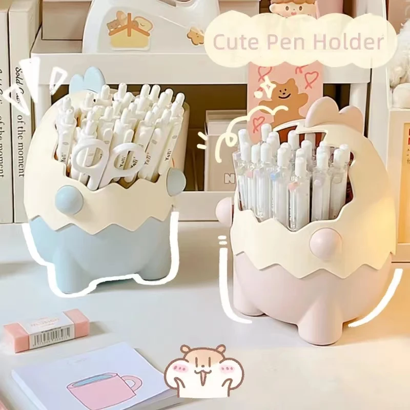 Lindo portalápices de dibujos animados, soporte de papelería de dinosaurios, alta capacidad, clip de caramelo, caja de almacenamiento de joyas, cosas de escritorio Kawaii