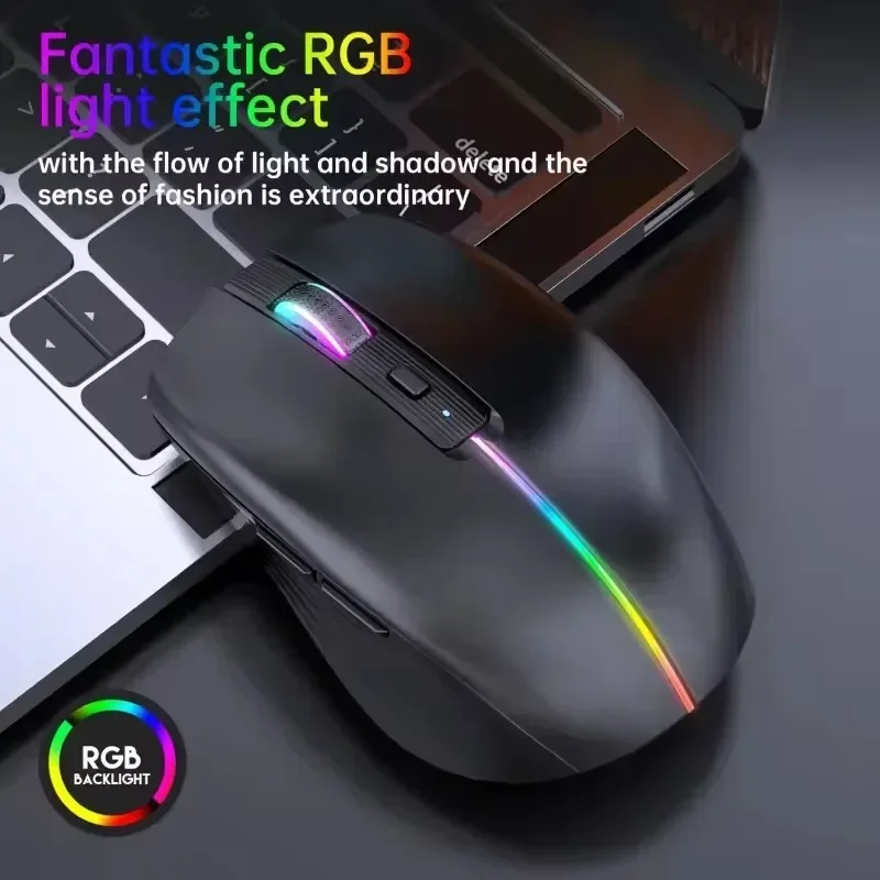 

ZLRLMHY Rechargeable Wireless Ergonomic Gaming Silent Mouse New 2.4G Bluetooth RGB Mouse For Computer PC Laptop Desktop Macbook