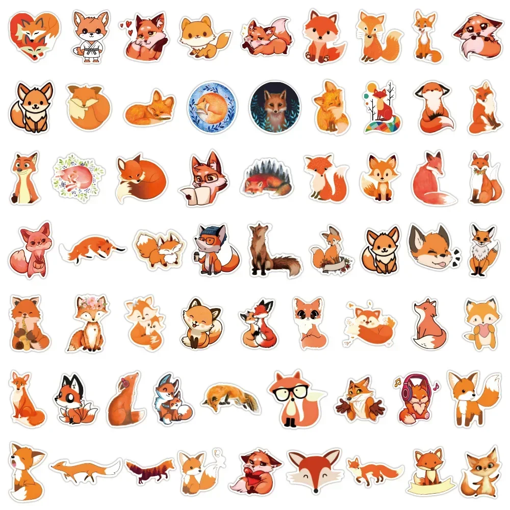 60Pcs Cunning Fox Cute Personality DIY Creative Graffiti Stickers Water Cup Suitcase Computer Skateboard Decal Wholesale