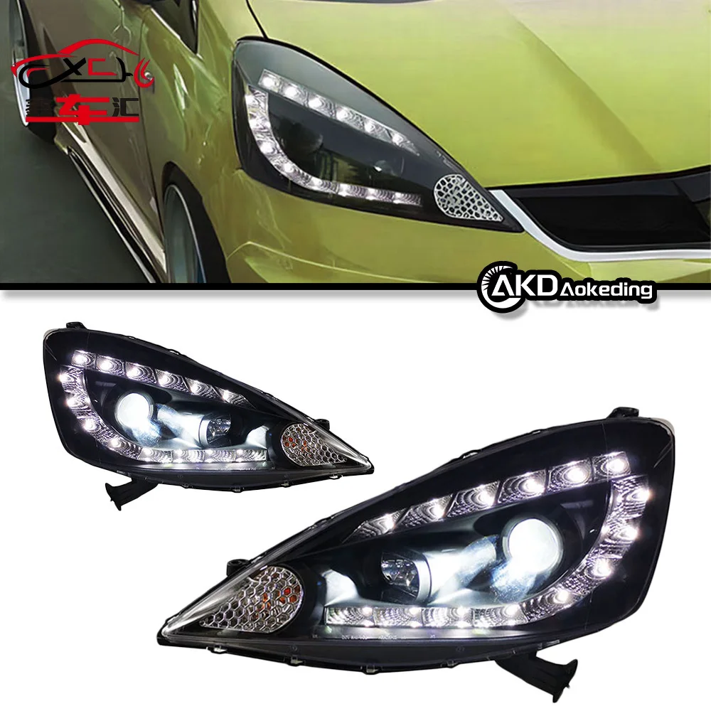 

XCH Auto Parts For Honda FIT Headlights Jazz 2008-2010 Styling LED Daytime Lights Dual Projector DRL Car Accesorios Modified