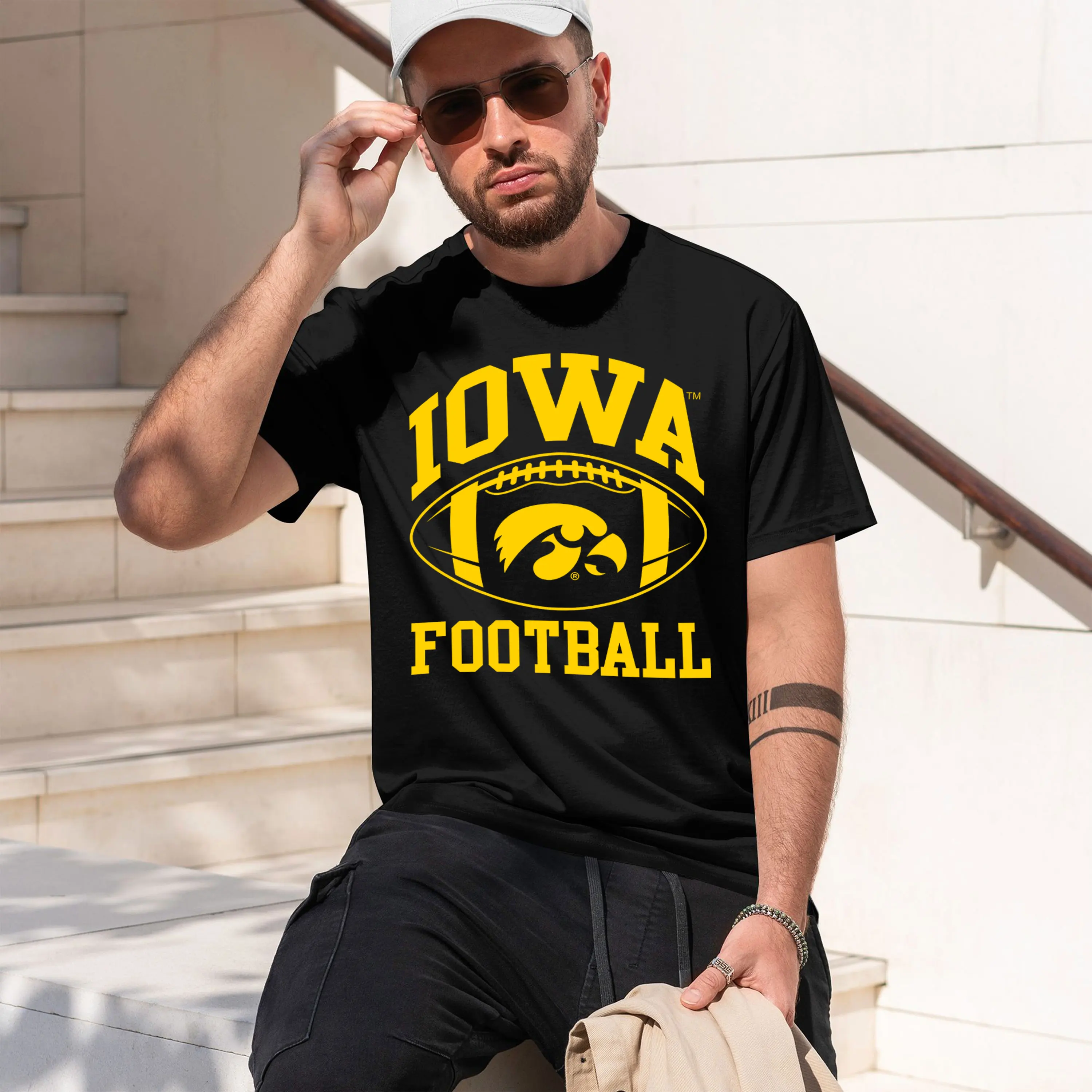 IOWA FOOTBALL 2026 New Model Men’s Short-sleeve crewneck T-Shirt Classic Casual Multiple Colors and Sizes for Daily Wear All-Day