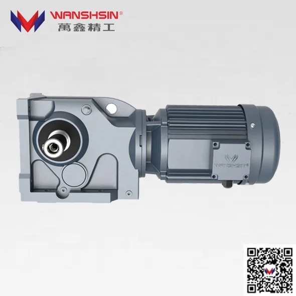 WANSHSIN K Series Helical Bevel Gear Motor / K Series Speed Transmission Gear Reducer With Electric Motor
