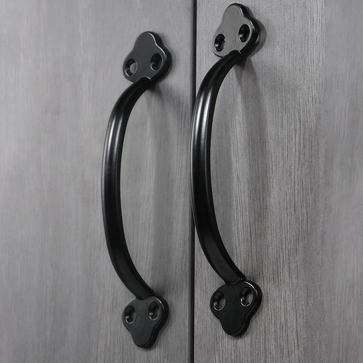 4Pcs 5.6 in Barn Door Handles Cabinet Door Handles Gate Handle Black Sliding Door Handle Door Pulls for Cabinet Fence Drawer