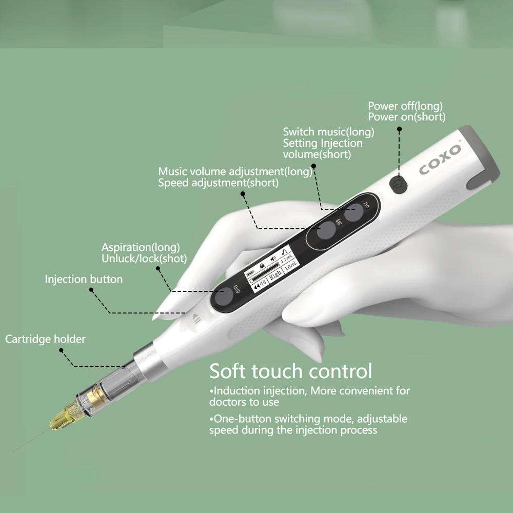 COXO Anesthesia Injector Syringe Painless Electric Wireless Local Anesthesia Injection LCD Display Dental Clinical Vet Equipment