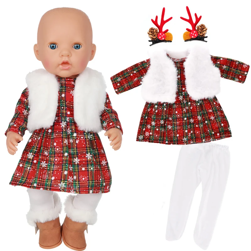 43cm Baby Doll Christmas Dress Reindeer Coat 17