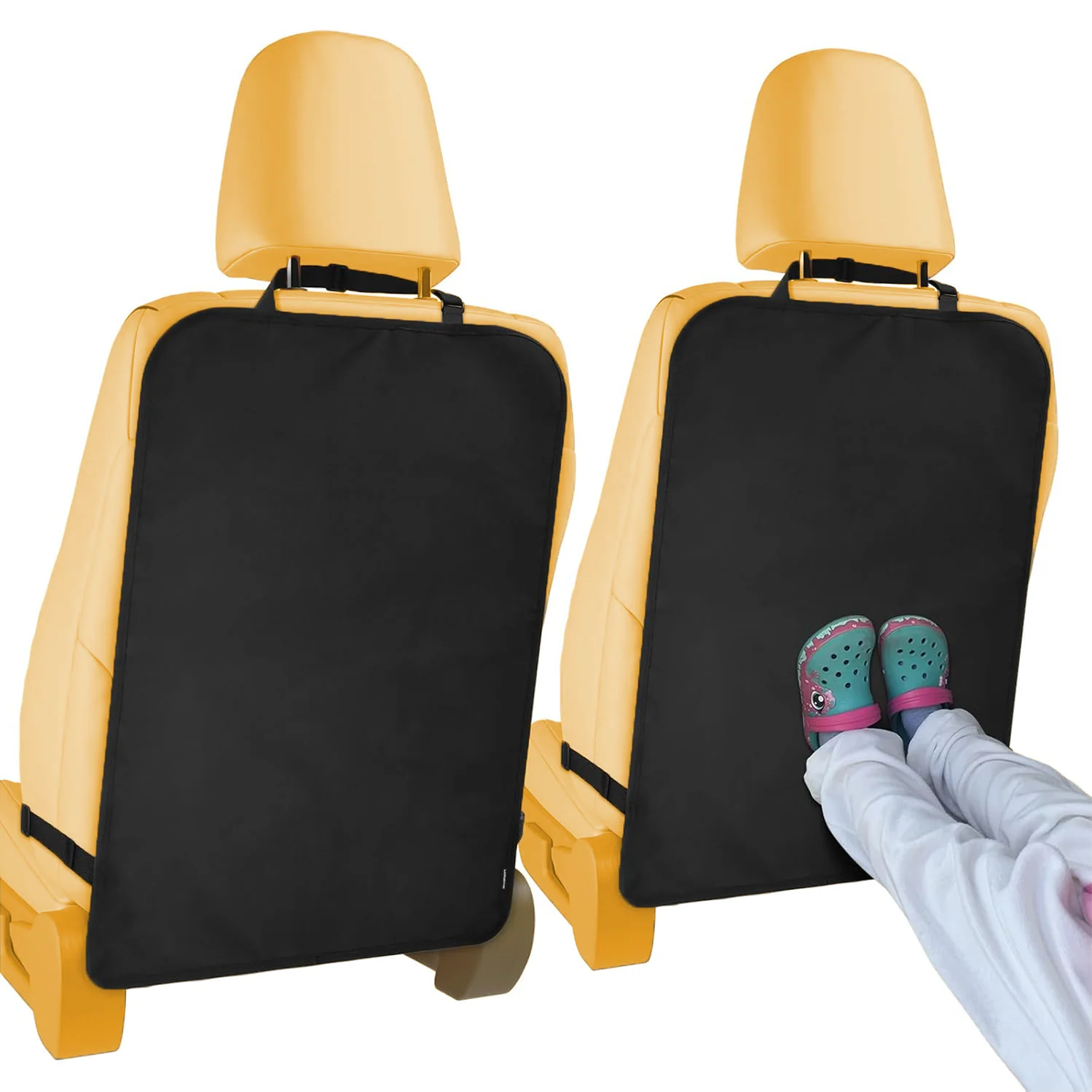 Paquete de 2 protectores de patadas para respaldo de asiento de automóvil, alfombrillas grandes para automóvil, funda para asiento trasero de automóvil que protege contra la suciedad, la barro, las manchas, S
