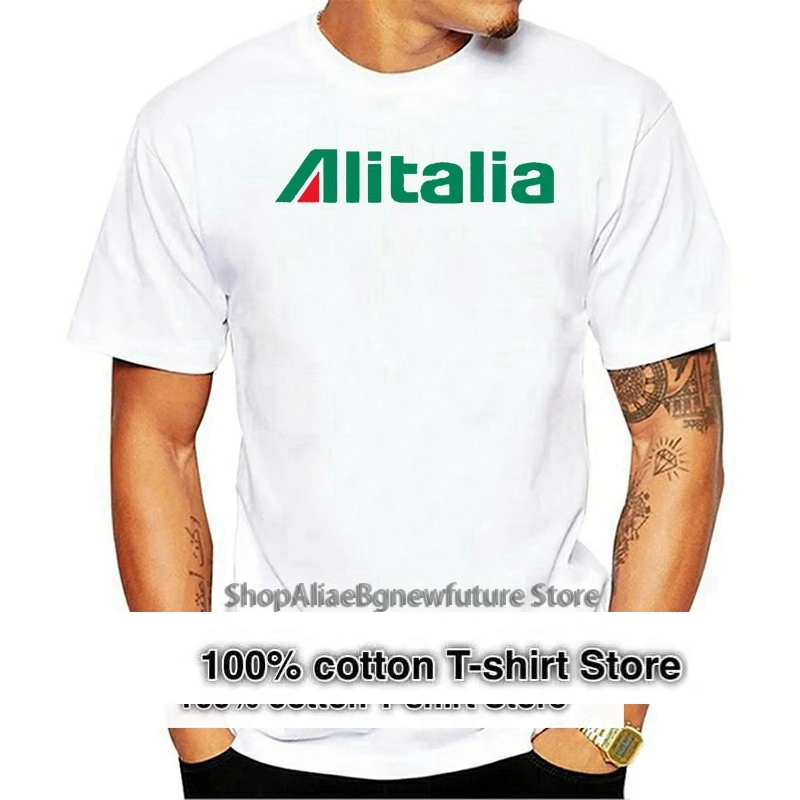 Alitalia Airline Aviation Unisex Men T-Shirt White S-5XL