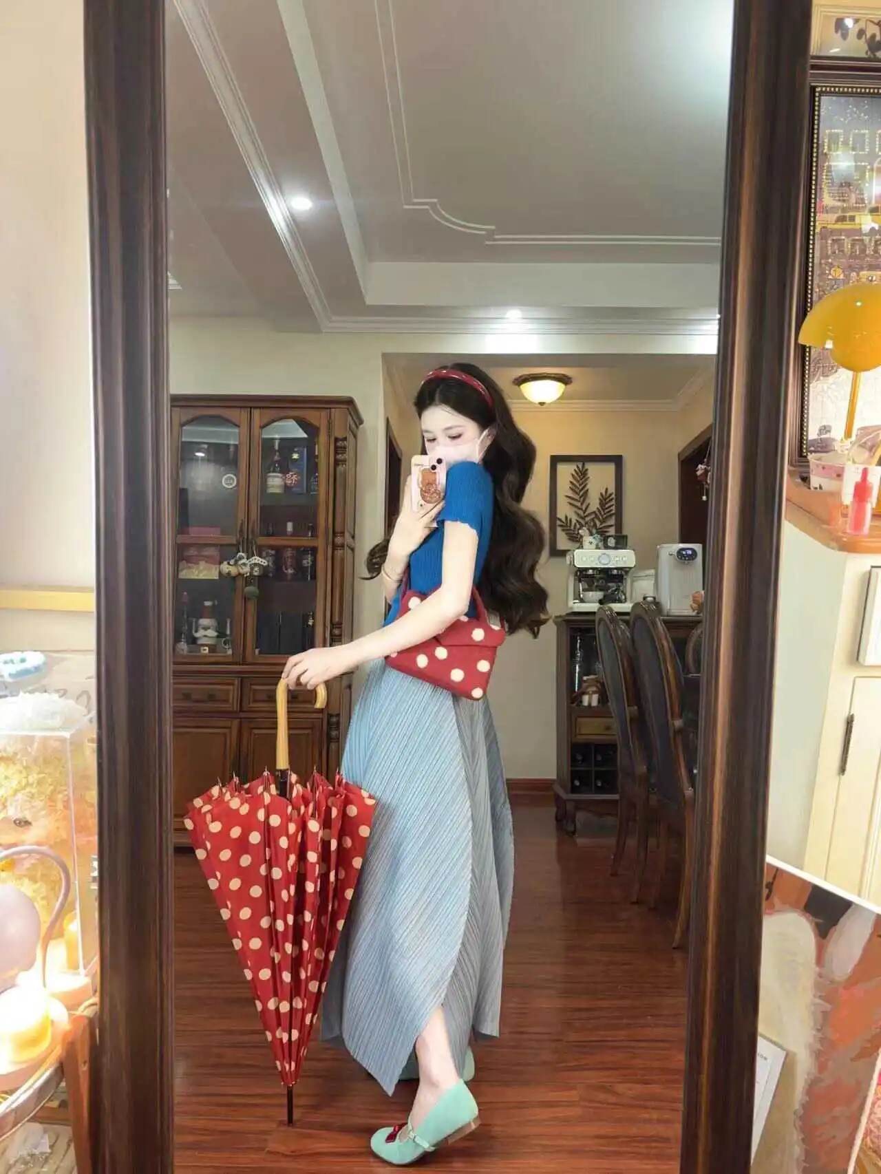 

Princess Style Pleated Skirt Women's Summer Flower Bud Slim A-Line Midi Skirt plus Size Half-length Pleated Skirt