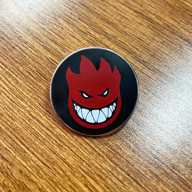 Deluxe Distribution Spitfire Logo Enamel Pin  Red happy Fire Face Skate Skateboards Badge
