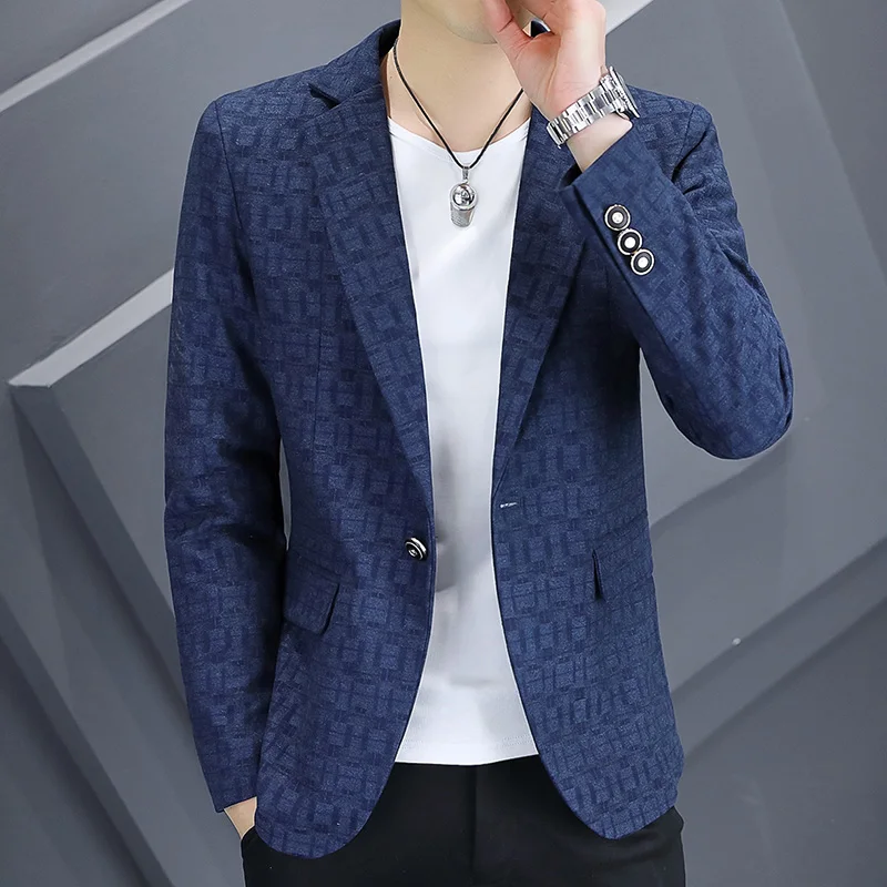 

2026 Blazer Outdoor Men's Checked Fashion Business Trend Wedding Slimming Gentleman Casual Korean Travel High Formal Wear Blazer