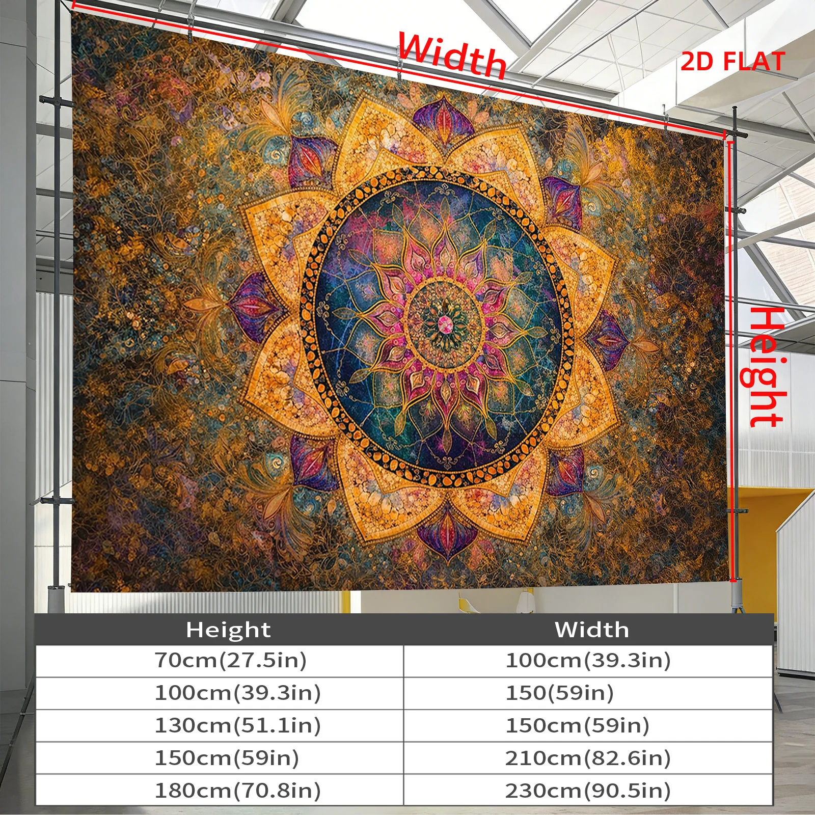 Large Bohemian Mandala Tapestry Wall Hanging Gold Spiritual Abstract Boho Indian Ethnic Polyester Art Print Home Decor Living Ro
