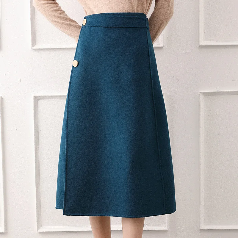 

MRMT 2024Brand New 100% Wool Woolen Skirt Women'Stemperament Long A-Line Skirt Thickened Hip Woolen Skirt Women Dress For Female