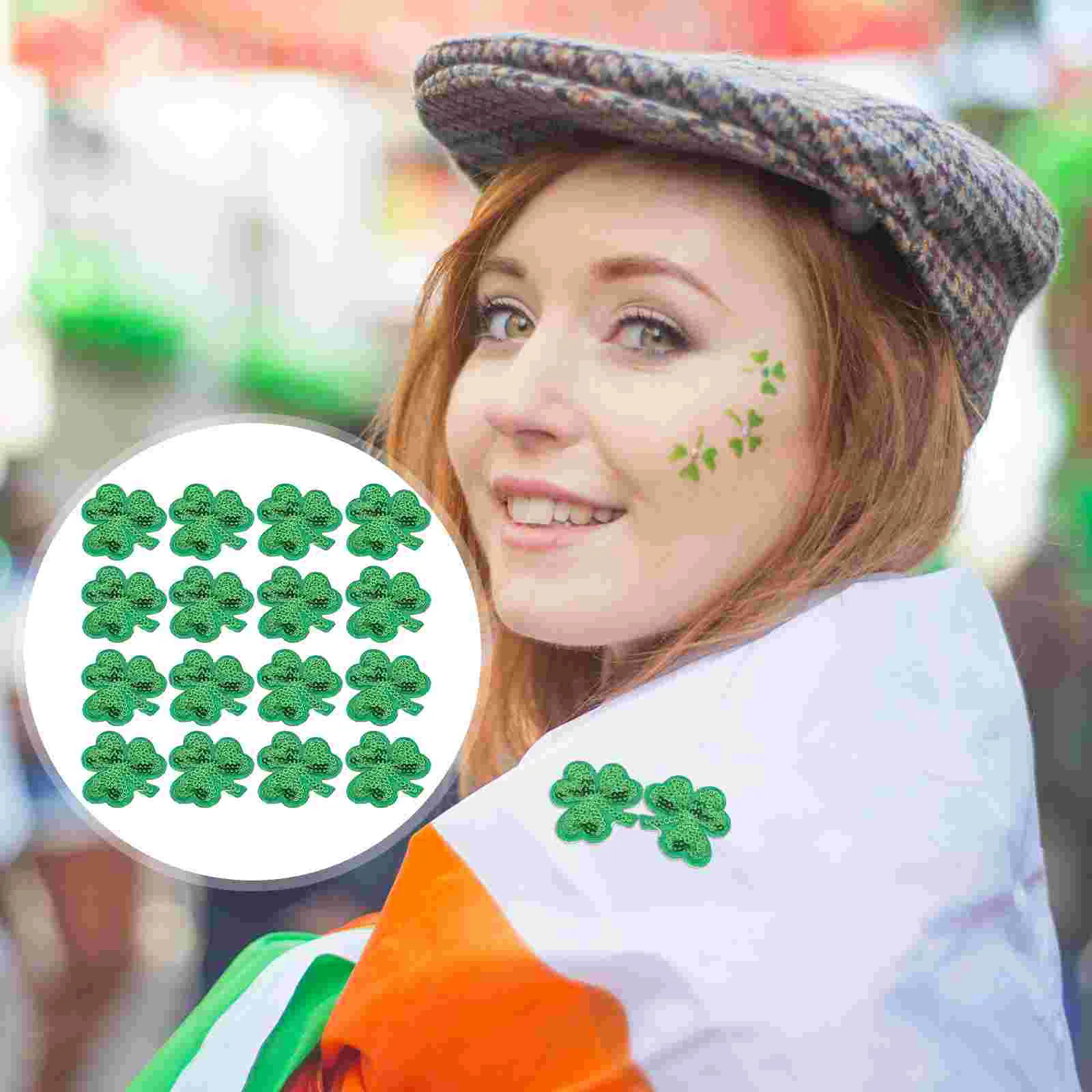 20PCS St. Patrick's Day Iron On Patches Decorative Clothing Stickers Sew on Adhesive Patches for Garment Repair