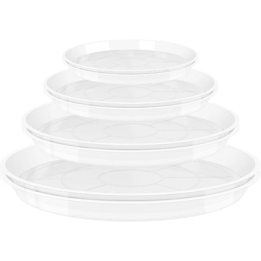 

Блюдце для растений 4, 6, 8, 10 дюймов, 8 упаковок, прозрачные пластиковые подносы для растений для горшков, прочный поднос для улавливания воды для растений в помещении и на открытом воздухе