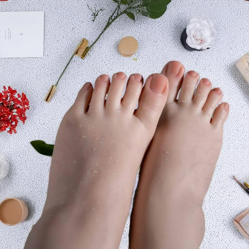 

Реалистичная силиконовая модель женской стопы с накладными ногтями для обуви, носков, ювелирных изделий, фетиш-манекен, практика