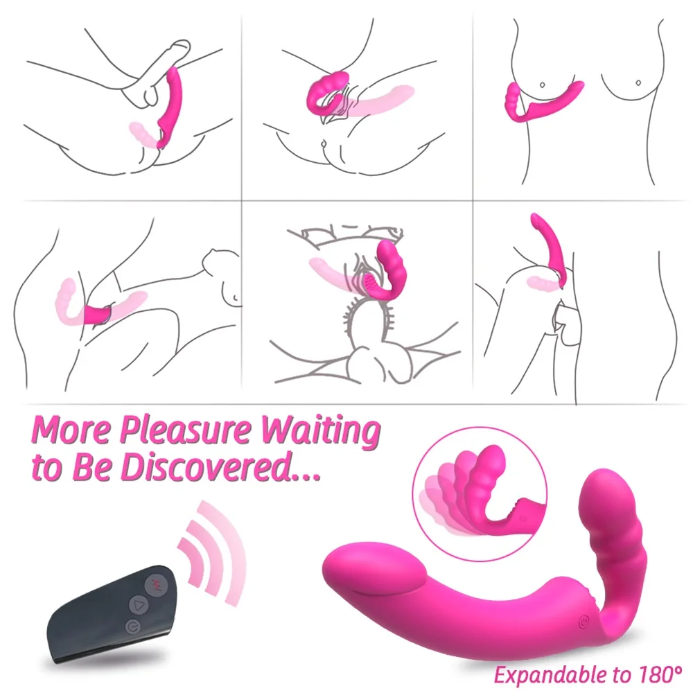 Strapless Strap-on Dildo Vibrator for Couples Strapon for Lesiban Wireless Remote Control Double-Heads Vibrator Adult Sex Toys