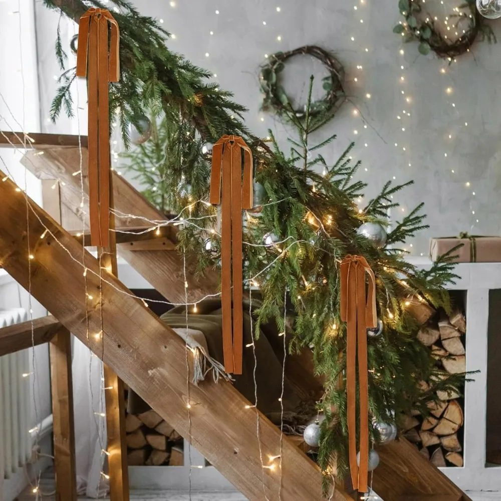 

6pcs/set Vintage Christmas Tree Bows Indoor Outdoor Decorations Versatile Usage Velvet Bows Elegance Christmas Gift