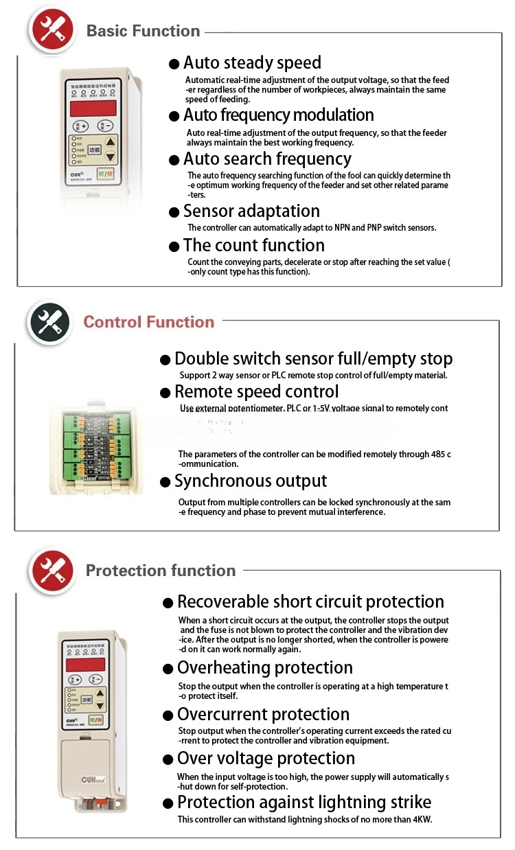 Original CUH Make SDVC34-MR Variable Frequency Intelligent Controller for Vibratory Feeder