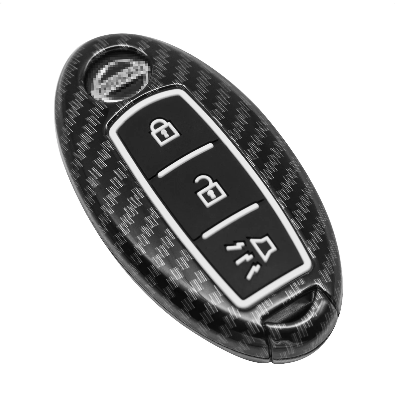 ABS Plastic Carbon Fiber Pattern Car Key Fob For Nissan Qashqai Skyline Juke Alissa X-trail 3 Buttons Silicone Rubber