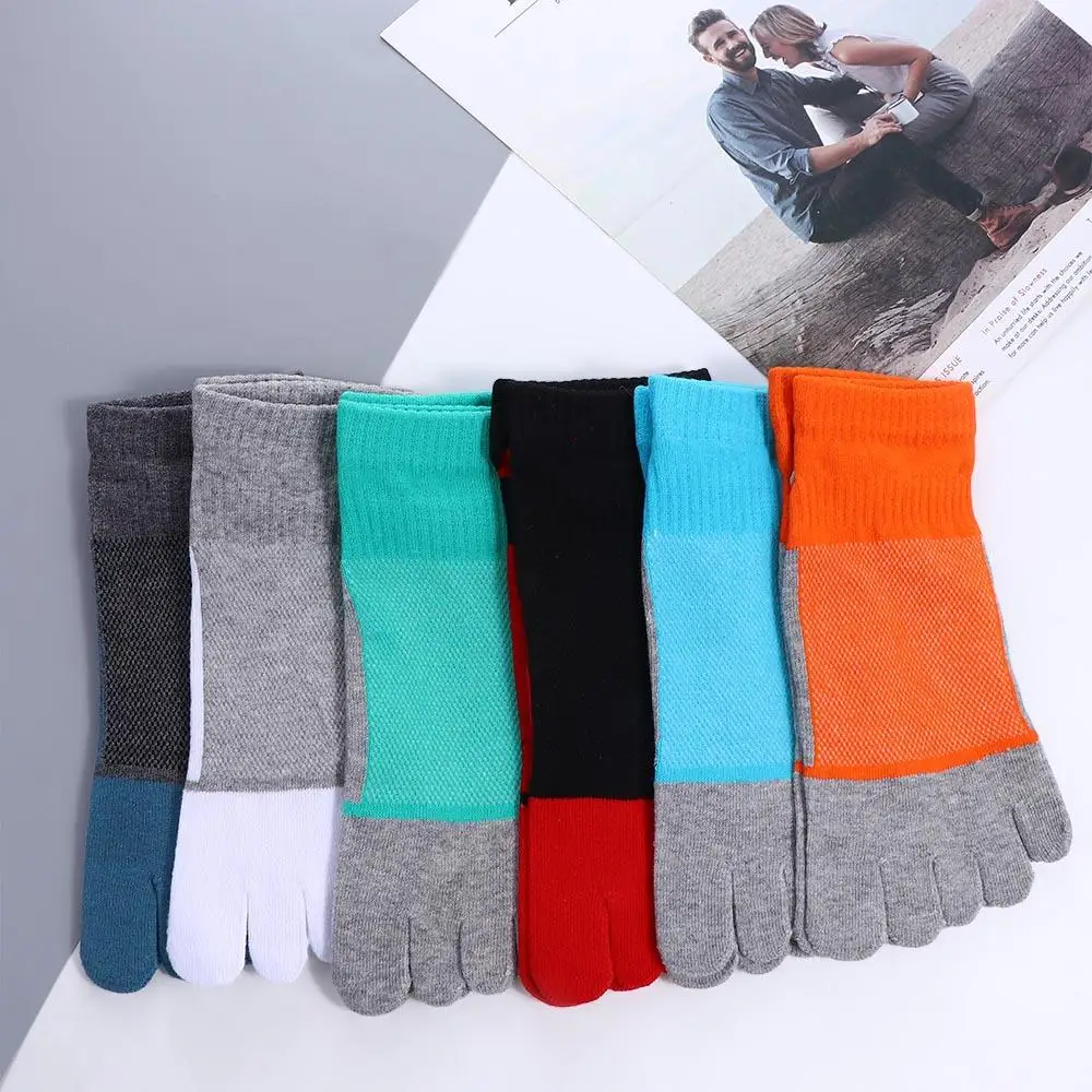 Pure Cotton Five Finger Socks Mens Sports Breathable Comfortable Shaping Anti Friction Men\'s Socks With Toes EU 38-44