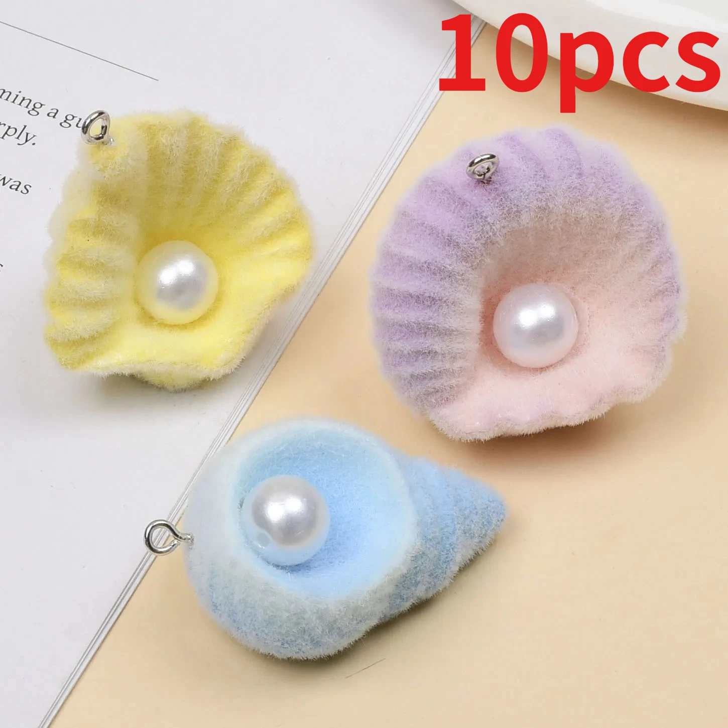 

10Pcs Resin Flocking Conch Shell Charms Pendants for DIY Earrings Necklace Jewelry Wholesale of Accessories and Materials