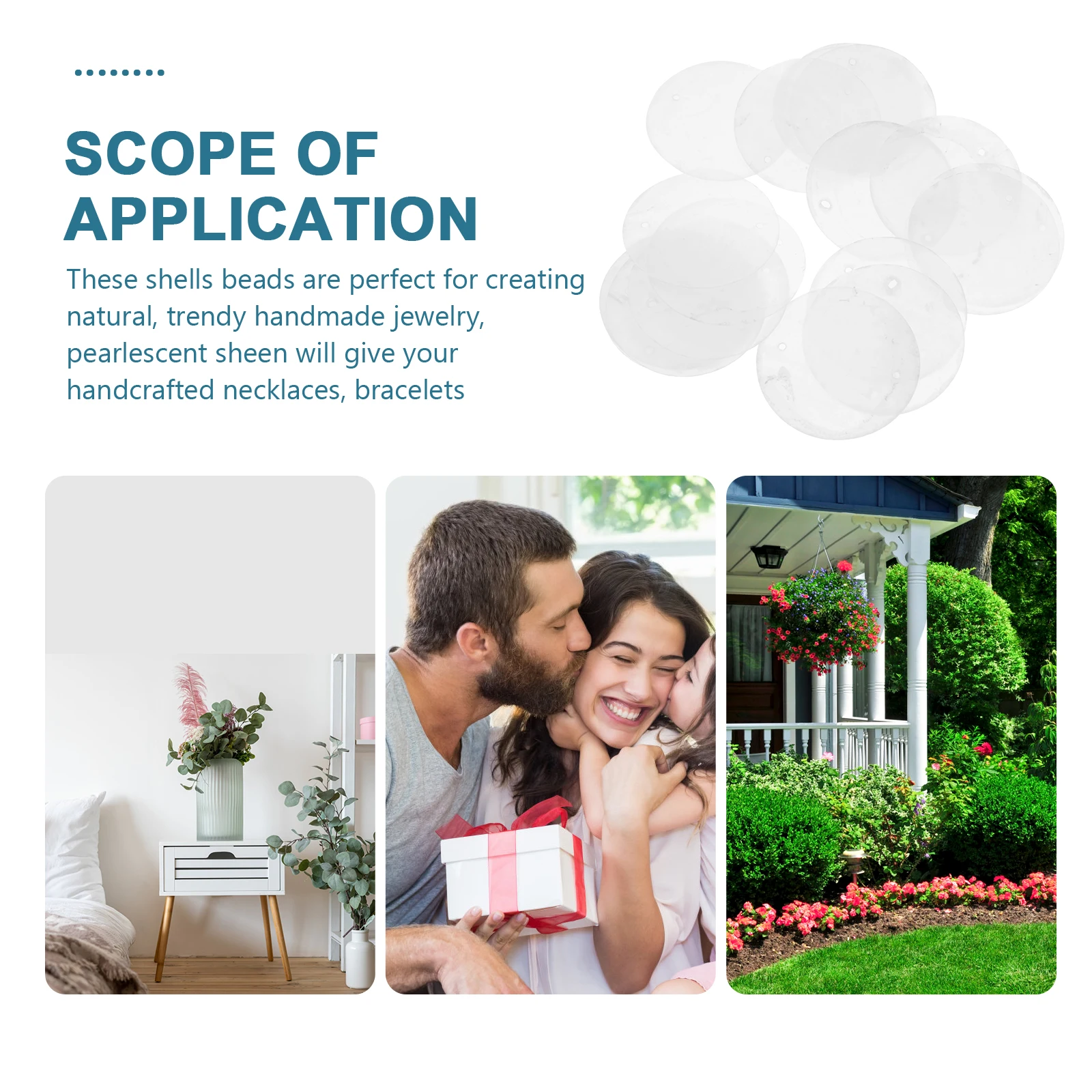 

100Pcs Round Shells Pieces Natural DIY Handmade Jewelry Accessories Wind Chime Pendants Round Shells Pieces Keychain Pendant