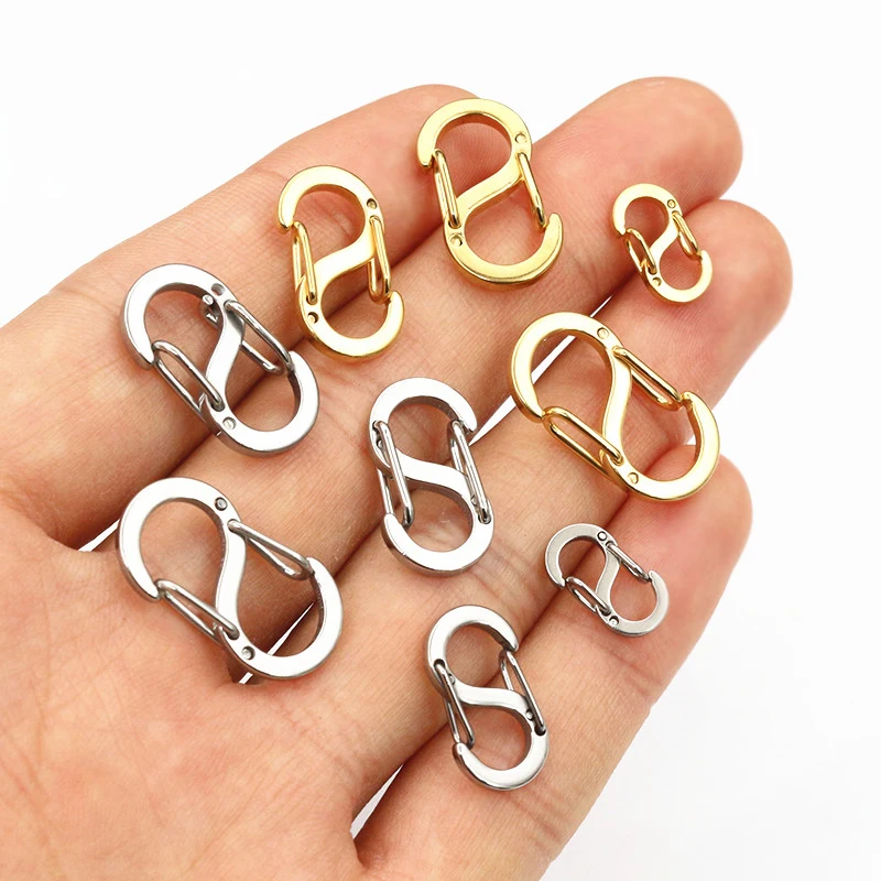 10pcs Stainless Steel S Lock Double Opening Shortener Clasp Necklace Chain Closures Bracelet Connector DIY Jewelry Accessories