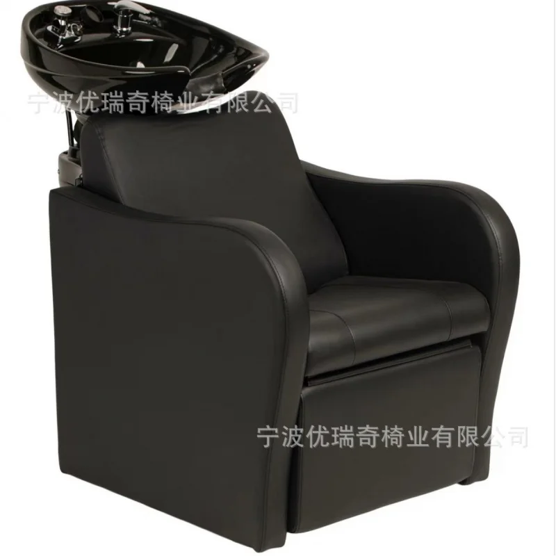 

Черное кресло-реклайнер для мытья головы с подставкой для ног, регулируемое парикмахерское кресло для почтовой отправки