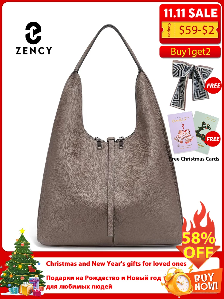 

Zency женская сумка-хобо из натуральной кожи, большая вместительная сумка для покупок из коровьей кожи, сумка-тоут для женщин, новинка зимы 2020, сумка