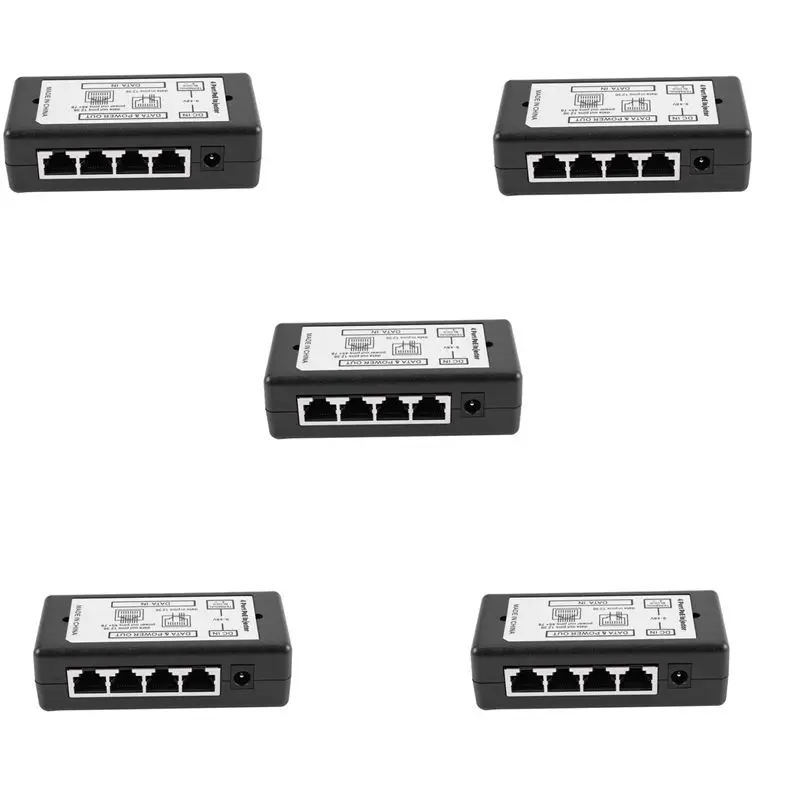 QWE-5X 4 Port Poe Injector Poe Power Adapter Ethernet Power Supply Pin 4,5(+)/7,8(-)Input Dc12v-Dc48v For Ip Camera