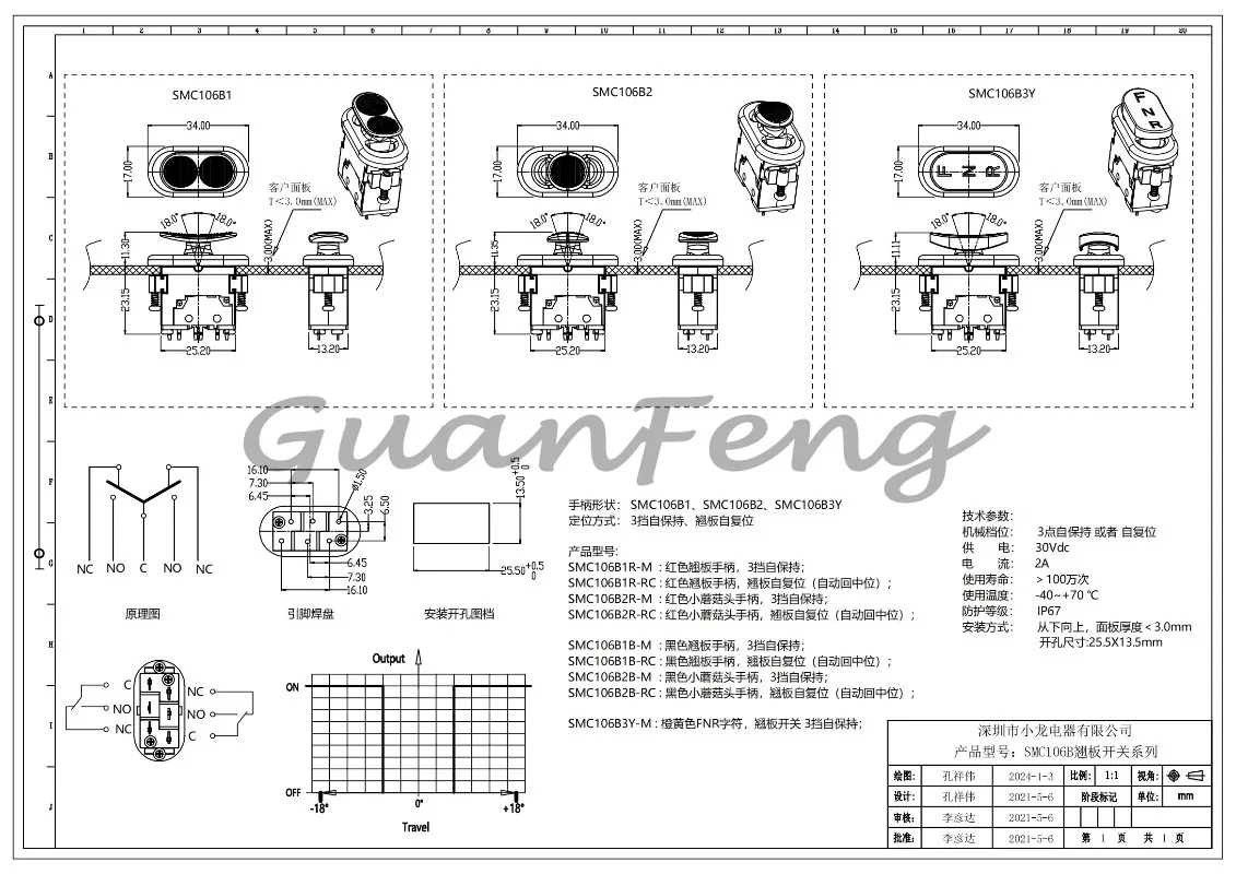 106  Electric Appliances Three Speed  Rocker Switch