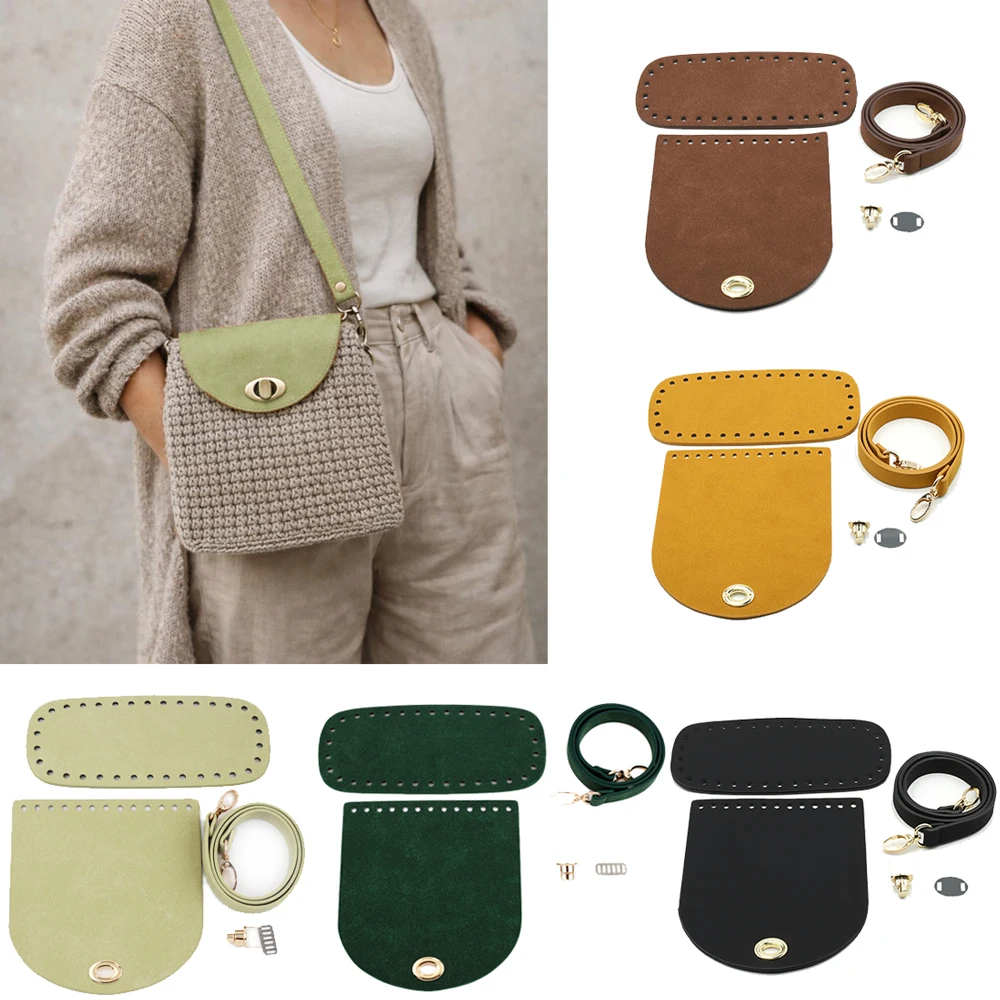 1 Set Leather Handmade Bag Set Bag Bottom Flap Cover Hardware Shloulder Straps For DIY Women Handbag Crochet Bag Knitting Bags