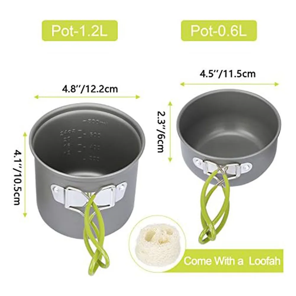 Great For Camping Camping Pot Set Anodized Aluminum Cookware Anodized Aluminum Cookware Set Backpacking Equipment