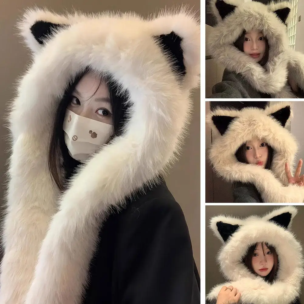 Plush Fabric Hat,Women's Winter Ear Protector Thickened Hat Cycling Ski Cap WindProof,Thick And Cold Resistant Plush Ear Hat