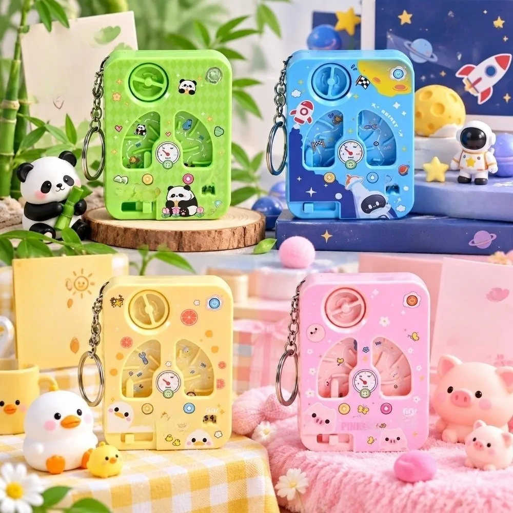 Decision Maker Game Console Keychain Entertainment Cartoon Fingertip Game Pendant Funny Racing Challenge Game Key Chain Bag