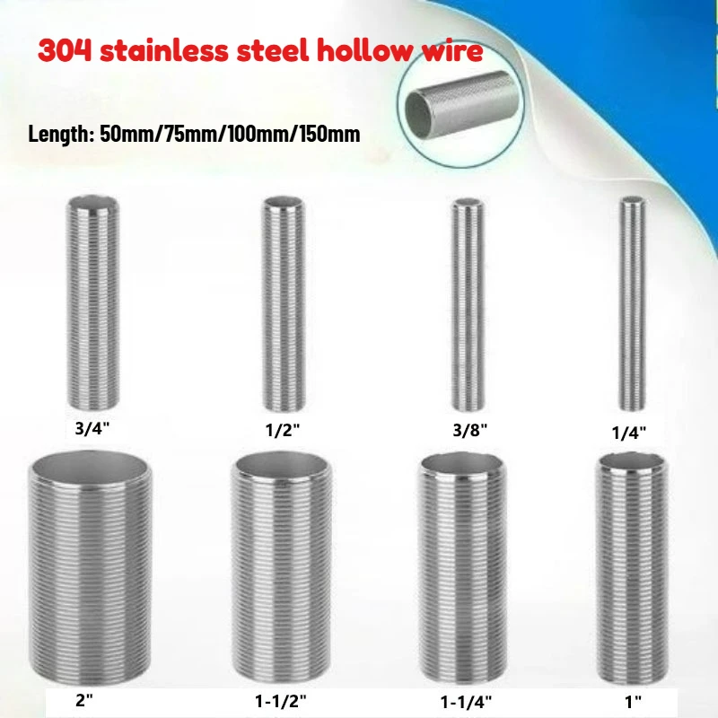 

Стержень из нержавеющей стали 304 с полой наружной резьбой 1/4 дюйма 3/8 дюйма 1/2 дюйма 3/4 дюйма -2 длина 50-150 мм, фитинг для ниппельной трубы с полной резьбой