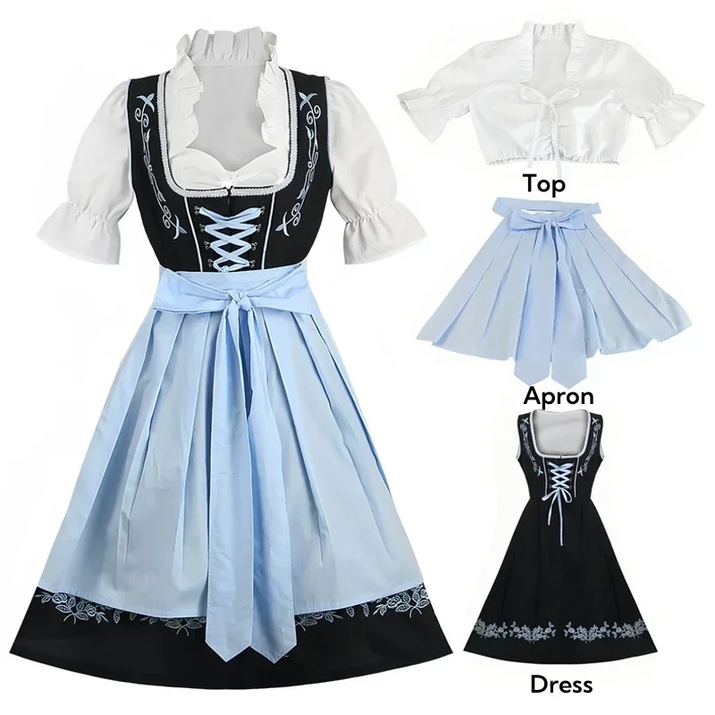 Oktoberfest-Robes Dirndl de Halloween para mujer, olímpicos de talla grande, batas alemanas para festival de cerveza