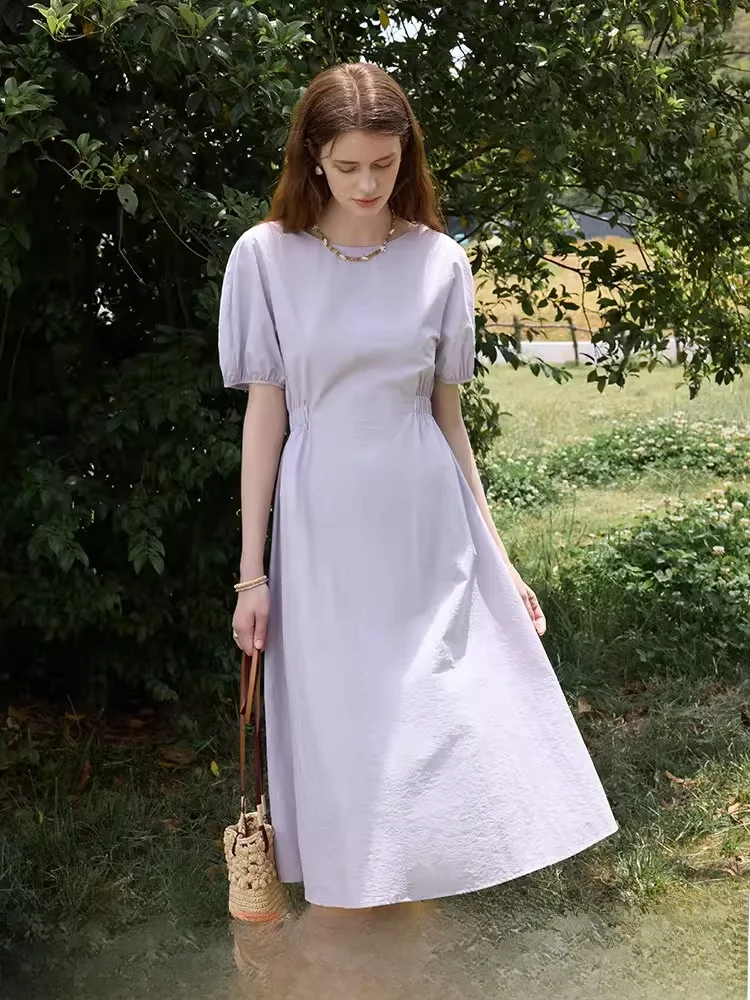 

Платье в корейском стиле Fansi Lanen, повседневное, с рукавами-фонариками, женское, летнее, новое, с эластичной талией, А-силуэт, хлопковое, с коротким рукавом