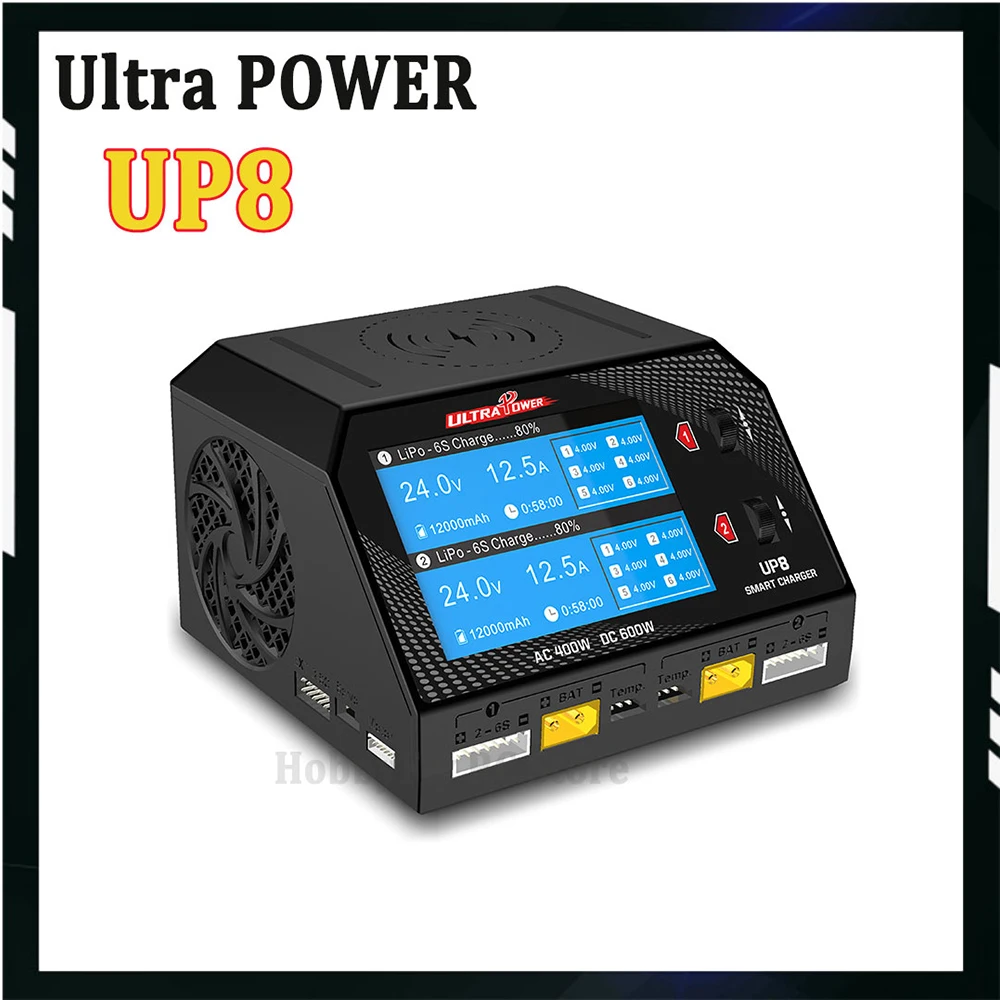 Ultra POWER UP8 แบตเตอรี่ Charger Dual Channel 2x16A AC 400W DC 600W LiPo LiHV LiIon LiFe NiCd NiMH BALANCE Charger Discharger