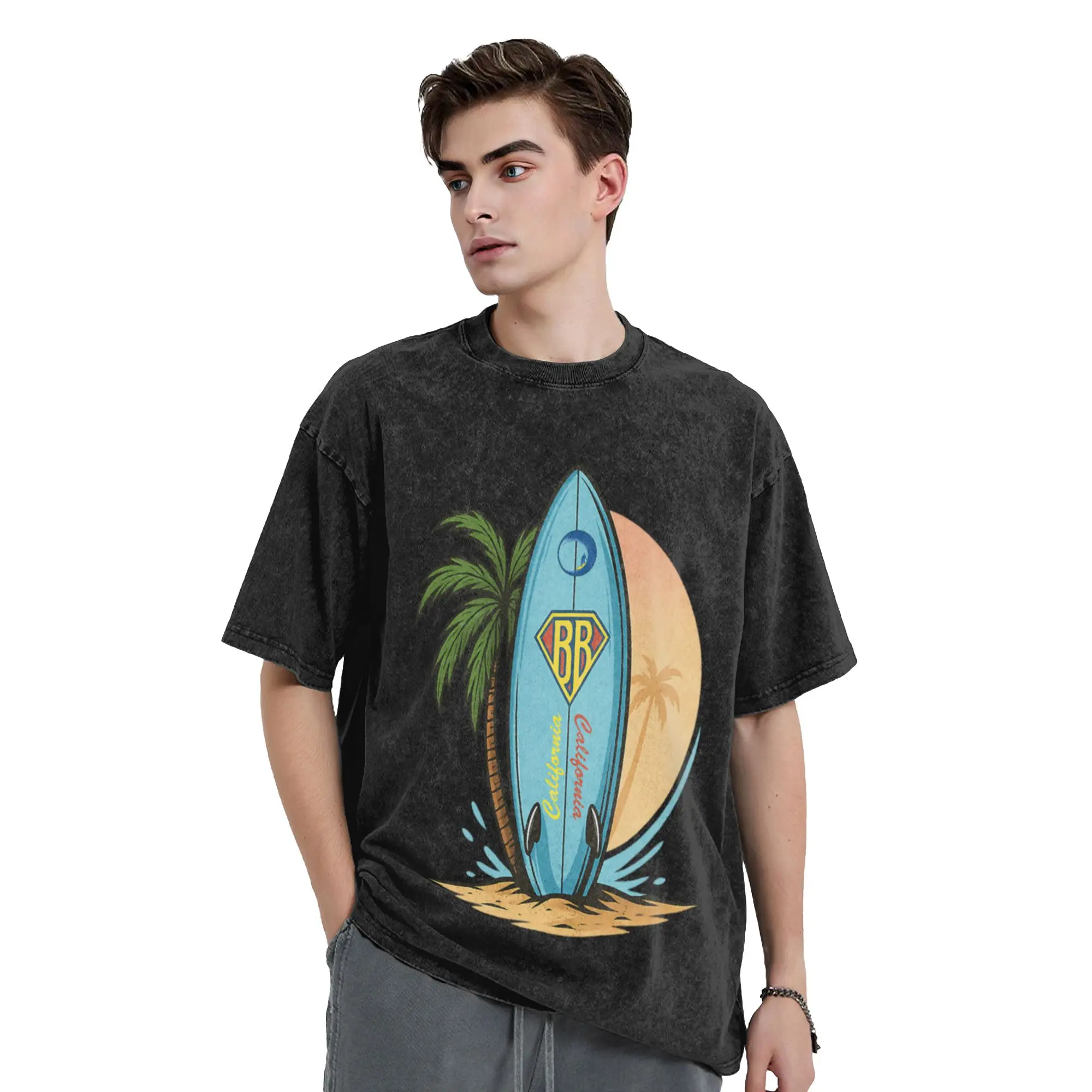 Surfing 02 Unique Stylish A T-Shirt Oversized Short Sleeve Men's Women's Cotton Tees Tops