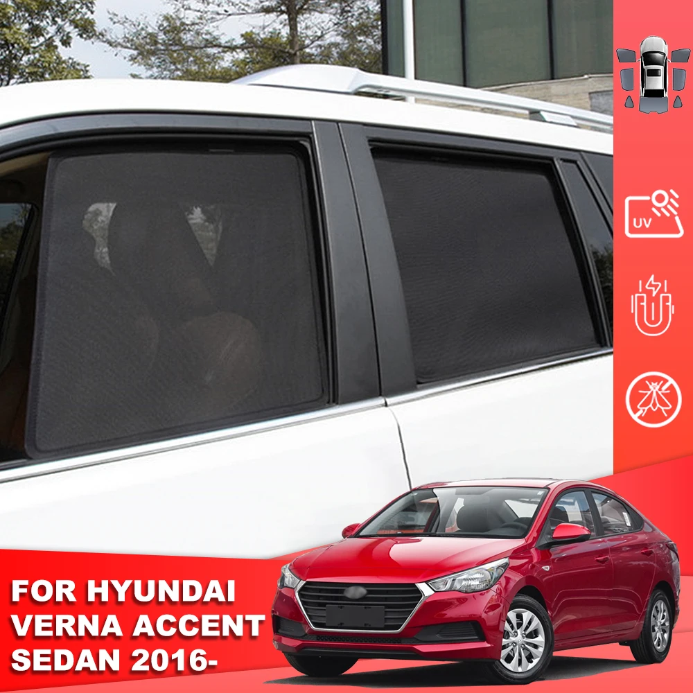 

For Hyundai Accent Verna Sedan MK5 2018-2022 Magnetic Car Sunshade Front Windshield Curtain Rear Side Baby Window Sun Shade