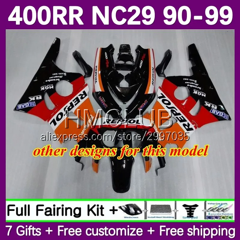 Fairing For HONDA CBR400RR CBR 400RR 400 RR CC white yellow 90 91 92 93 94 40No.4 NC29 CBR400 RR 1995 1996 1997 1998 1999 Body