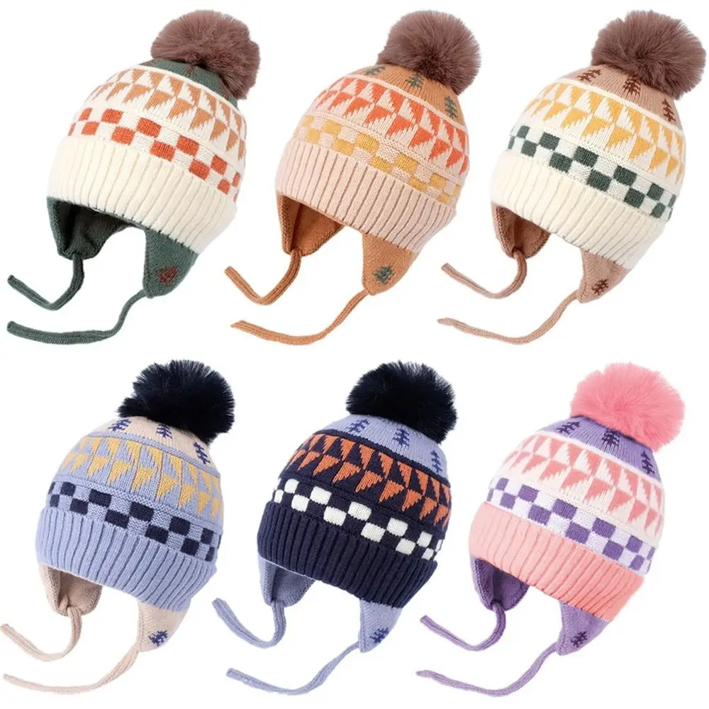 Winter Warm Wool ​​Baby Warm Hat Soft Kids Earmuffs Cap Woolen Knitted Hats Boy Girl 2-6 Years Children Beanies