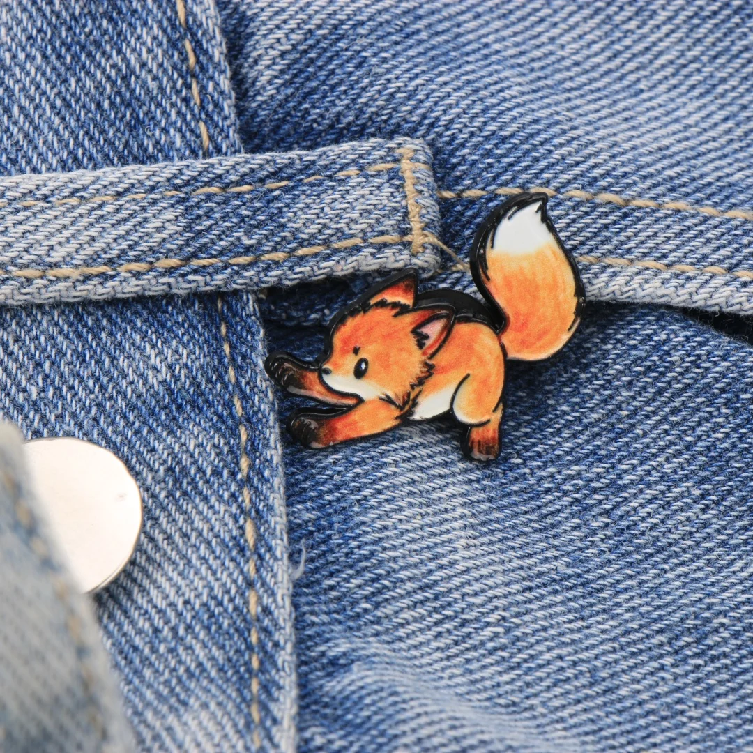 Niedliche Cartoon-Fuchs-Emaille-Anstecknadel, bezaubernde Tierbrosche für Rucksack, Kleidung, DIY-Deko-Accessoires, Großhandelsschmuck – Detail 5