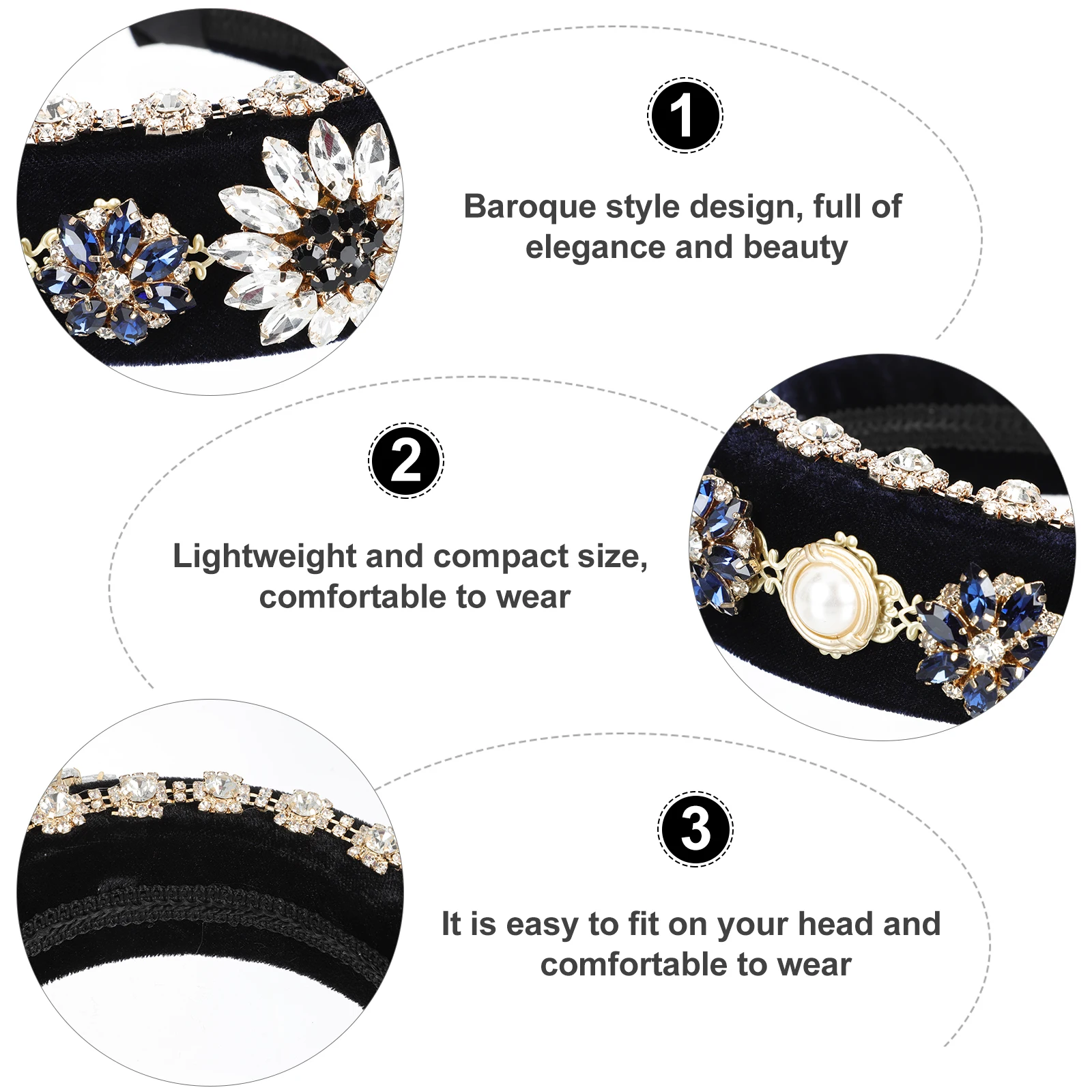 

Palace Style Hairband Baroque Elegant Hoops Woman Tying Accessories Headband Home Use Exquisite Charming for